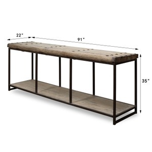 Approx. 91" Long 22" Deep Vintage Door Console with Storage Shelf Approx. 91" Long 22" Deep Vintage Door Console with Storage Shelf