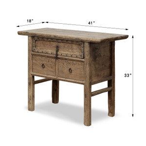 Approx.41" Long 18" Deep Vintage Table with Three Drawers Weathered Natural Approx.41" Long 18" Deep Vintage Table with Three Drawers Weathered Natural