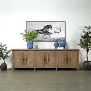 110 Inches Long Nico Sideboard with Six Doors Weathered Natural 110 Inches Long Nico Sideboard with Six Doors Weathered Natural