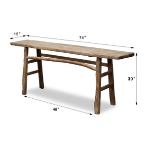 Approx. 74" Long 15" Deep Elmwood Vintage Console Table Weathered Natural Approx. 74" Long 15" Deep Elmwood Vintage Console Table Weathered Natural