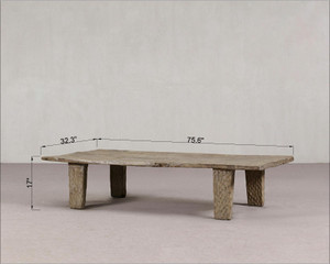 Approx. 75.6" Long 32.3" Deep Live Edge Vintage Coffee Table Weathered Natural Grey Tone