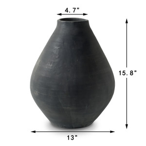 Approx.16" Charcoal Gray Pottery Vase Cone-Shaped (4.7" opening) Approx.16" Charcoal Gray Pottery Vase Cone-Shaped (4.7" opening)