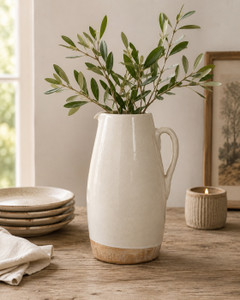 Approx. 9" High Off White Ceramic Pitcher (3.7" Opening)