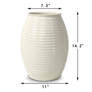 Approx. 14" High Off White Ceramic Coil Pot (7.3" Opening) Approx. 14" High Off White Ceramic Coil Pot (7.3" Opening)