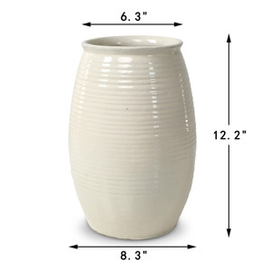 Approx. 12" High Off White Ceramic Coil Pot (6.3" Opening) Approx. 12" High Off White Ceramic Coil Pot (6.3" Opening)