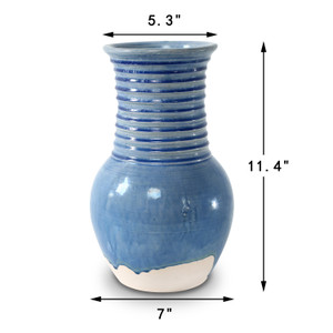 Approx. 11.4 Inches High Green-Blue Vase with Spiral Pattern (5.3" Opening) Approx. 11.4 Inches High Green-Blue Vase with Spiral Pattern (5.3" Opening)