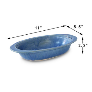Approx. 11 Inches Long Green-Blue Decorative Oval Bowl Approx. 11 Inches Long Green-Blue Decorative Oval Bowl