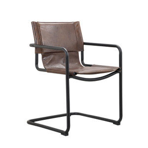 Genuine Leather Armchair with Iron Frame Vintage Brown Genuine Leather Armchair with Iron Frame Vintage Brown