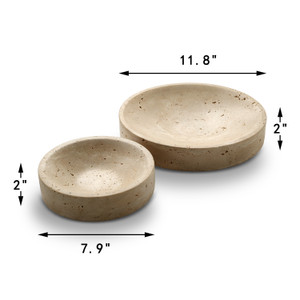 Set of 2 Decorative Bowl Natural Travertine Stone (8" and 12" Dia)