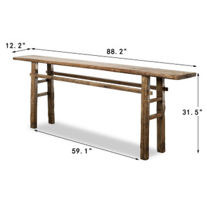 Approx. 88" Long 12" Deep Vintage Console Table Weathered Natural Elm Wood Approx. 88" Long 12" Deep Vintage Console Table Weathered Natural Elm Wood