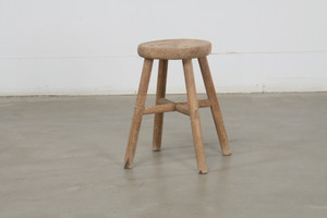 Vintage Round Stool Four Legs Weathered Natural (Size & Wood Tones Vary) Vintage Round Stool Four Legs Weathered Natural (Size & Wood Tones Vary)