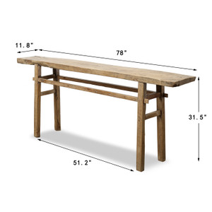 Approx. 78" Long 12" Deep Vintage Console Table Weathered Natural Elm Wood