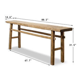88" Long Elm Wood Vintage Console Table Weathered Natural 88" Long Elm Wood Vintage Console Table Weathered Natural