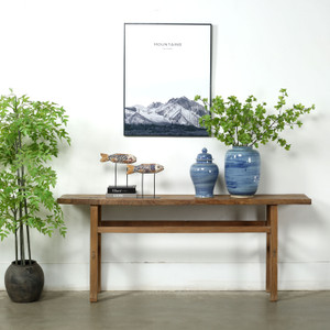 Approx. 76" Long 12.6" Deep Vintage Console Table Weathered Natural Elm Wood Approx. 76" Long 12.6" Deep Vintage Console Table Weathered Natural Elm Wood