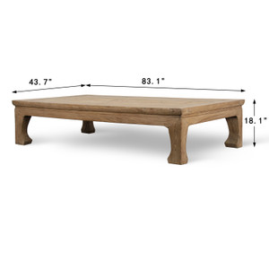 Approx. 83 Inches Wide 43.7 Inches Deep Vintage Extra Large Ming Style Coffee Table Weathered Natural Approx. 83 Inches Wide 43.7 Inches Deep Vintage Extra Large Ming Style Coffee Table Weathered Natural