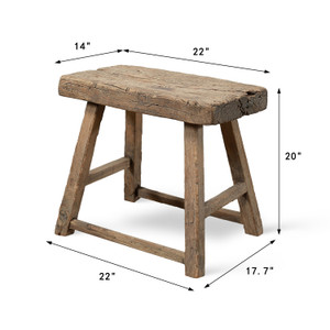 Approx. 22" Wide 14" Deep Vintage Accent Table Elmwood Weathered Natual Approx. 22" Wide 14" Deep Vintage Accent Table Elmwood Weathered Natual