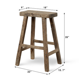 Approx. 18" Wide 9" Deep Vintage Bar Stool with Unique Top Weathered Natual Approx. 18" Wide 9" Deep Vintage Bar Stool with Unique Top Weathered Natual
