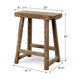 Approx. 22" Wide 9" Deep Vintage Bar Stool with Unique Top Weathered Natual Approx. 22" Wide 9" Deep Vintage Bar Stool with Unique Top Weathered Natual