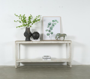 Ming console table with round leg Antique off white 59x14x34H Ming console table with round leg Antique off white 59x14x34H