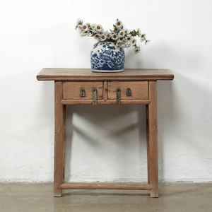 Approx.35" Long 18" Deep Vintage Entry Table with Two Drawers Weathered Natural Approx.35" Long 18" Deep Vintage Entry Table with Two Drawers Weathered Natural