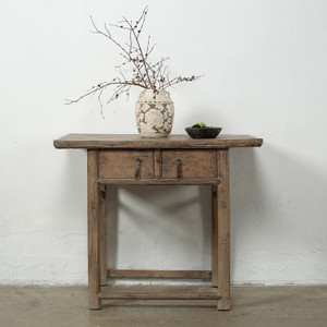 Approx.39" Long 21" Deep Vintage Entry Table with Two Drawers Weathered Natural