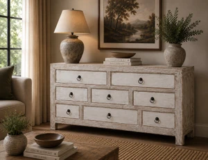 Amalfi Two Tones Chest of  Drawers Antique off white 63x18x35
