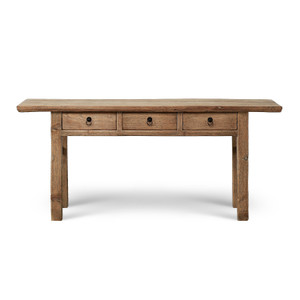 Approx. 71" Long Vintage Console Table with Three Drawers Weathered Natural Approx. 71" Long Vintage Console Table with Three Drawers Weathered Natural