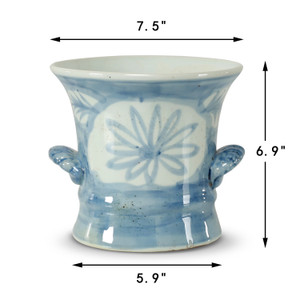 7.5" Wide Blue and White Decorave Vase
