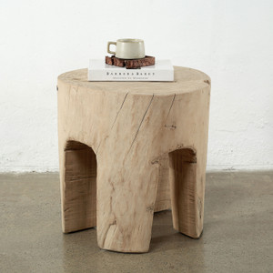 Approx.20 Inches Wide Live Edge Tree Table Weathered Natural Approx.20 Inches Wide Live Edge Tree Table Weathered Natural