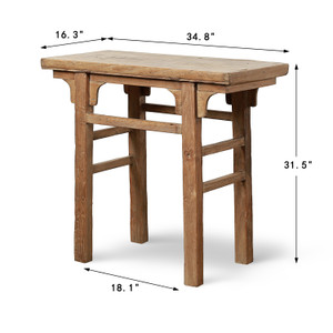 Approx. 35" Wide 16" Deep Antique Console Table Elmwood Warm Wood Tone Approx. 35" Wide 16" Deep Antique Console Table Elmwood Warm Wood Tone