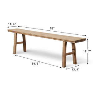 Approx.76 Inches Long 11.4 Inches Deep Vintage Bench Weathered Natural Approx.76 Inches Long 11.4 Inches Deep Vintage Bench Weathered Natural