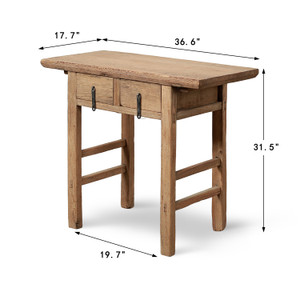 Vintage Entryway Table with Two Drawers Elmwood Weathered Nature 36.61W18D31.5H Vintage Entryway Table with Two Drawers Elmwood Weathered Nature 36.61W18D31.5H