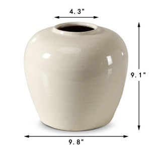Off White Glazed Ceramic Vase 9.8" W x 9.1" H Off White Glazed Ceramic Vase 9.8" W x 9.1" H
