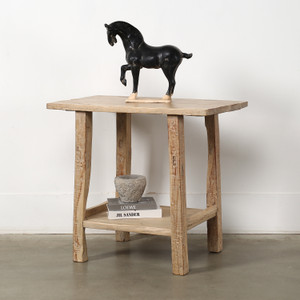 Vintage Side Table with Shelf Weathered Natural 36.2x21.7x31.5H Vintage Side Table with Shelf Weathered Natural 36.2x21.7x31.5H