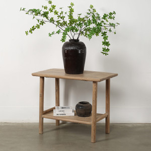 Vintage Side Table with Shelf Weathered Natural 38.2x21.7x31.5H Vintage Side Table with Shelf Weathered Natural 38.2x21.7x31.5H