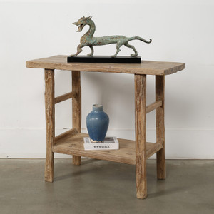 Vintage Side Table with Shelf Weathered Natural 37x16.5x31.5H Vintage Side Table with Shelf Weathered Natural 37x16.5x31.5H