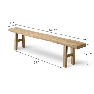 Approx. 87 Inches Long 11 Inches Deep Vintage Rustic Bench Weathered Nature Approx. 87 Inches Long 11 Inches Deep Vintage Rustic Bench Weathered Nature