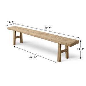 Approx. 91 Inches Long Vintage Rustic Bench Weathered Nature