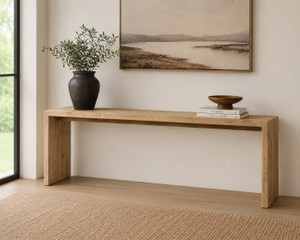 80 Inches Waterfall Console Table Reclaimed Pinewood Natural