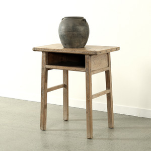 Approx.30 Inches Vintage Table with Storage Weathered Natural