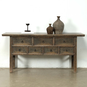 Approx. 68 Inches Long Vintage Sideboard with 9 Drawers Distressed Black