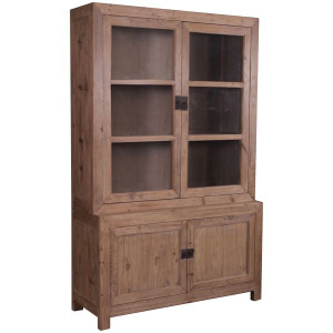 Four Door Glass Display Cabinet Weathered Natural Solid Pine - Set of 2 PRE-ORDER ONLY Four Door Glass Display Cabinet Weathered Natural Solid Pine - Set of 2 PRE-ORDER ONLY