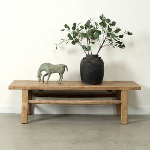Vintage Coffee Table 59.1x20.1x16.9H Weathered Natural Fruitwood