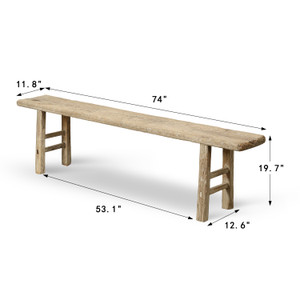 Approx. 74 Inches Long 12 Inches Deep Vintage Rustic Bench Weathered Natural