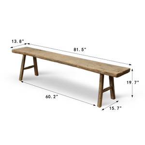 Approx. 81.5 Inches Long 13.8 Inches Deep Vintage Rustic Bench Weathered Natural