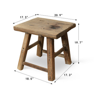 Approx. 20.9" Wide 17.9" Deep Vintage Accent Table Weathered Natural