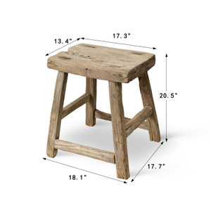 Approx. 17.3" Wide 13.4" Deep Vintage Accent Table Weathered Natural