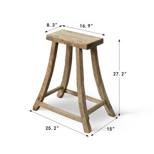 Approx. 16.9" Wide 8.3" Deep Vintage Accent Table Weathered Natural