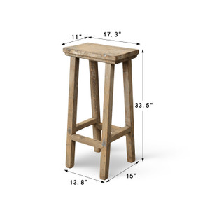 Approx. 17.3" Wide 11" Deep Vintage Bar Stool Weathered Natural