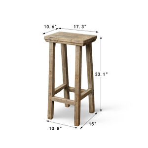 Approx. 17.3" Wide 10.6" Deep Vintage Bar Stool Weathered Natural